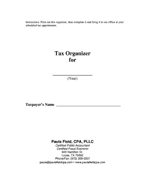 Tax Organizer Form