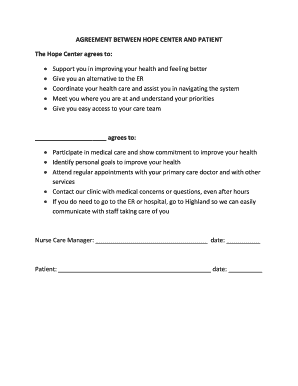 Hope Center Patient Agreement