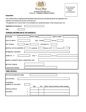 Teacher Application Form