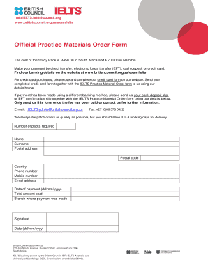 IELTS Practice Material Order Form