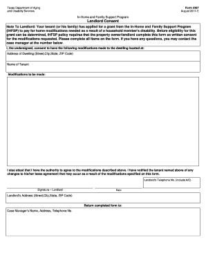 Texas Landlord Consent Form for Home Modifications