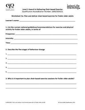 Worksheet 3a: Plan and Deliver Chair-based Exercise