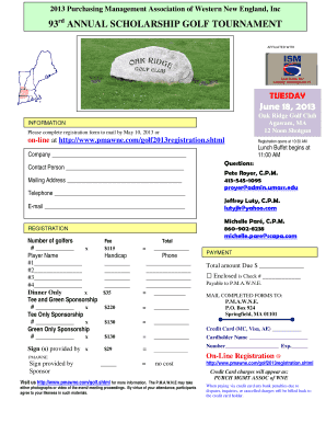 Fillable Online Golf Foursome and Hole Registration Form 2013apdf Fax ...