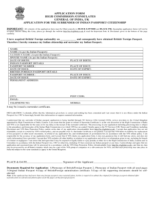 Indian Passport Surrender Application