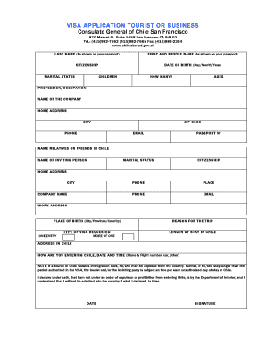 Solicitud de Visa de Turista o Negocios de Chile