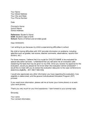 Request for Special Education Evaluation