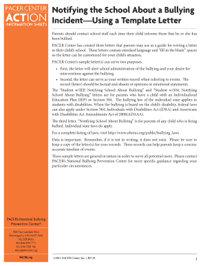 Bullying Incident Notification Letter Template
