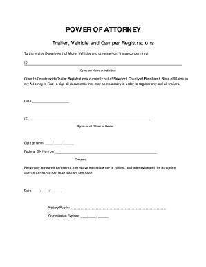 Power of Attorney for Trailer Registration