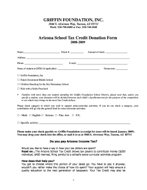 Arizona School Tax Credit Donation Form