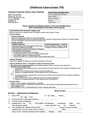 Childhood Tuberculosis Reporting Form
