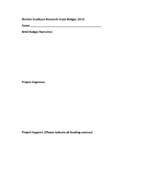 Graduate Research Grant Budget