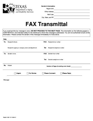 Confidential Fax Transmittal Form