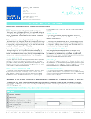 Aesthetic and Cosmetic Professional Liability Insurance Application