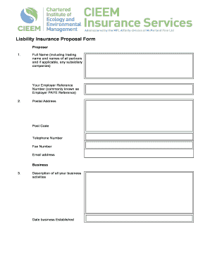 Liability Insurance Proposal Form