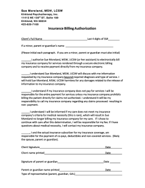 Insurance Billing Authorization Form