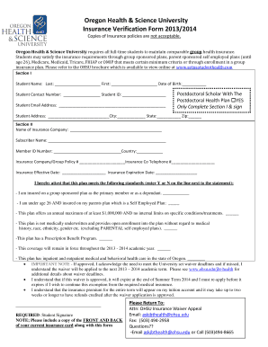 OHSU Insurance Verification Form