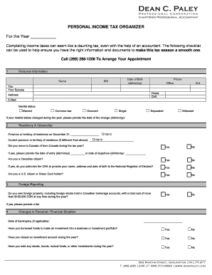 Personal Income Tax Organizer