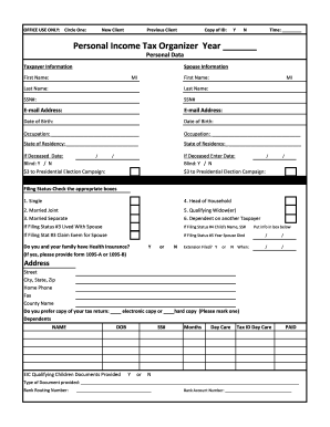 Personal Income Tax Organizer