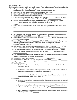 Federal Nonresident Tax Organizer