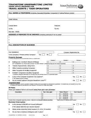 Travel Office Insurance Proposal Form