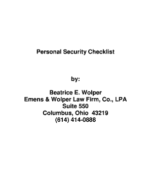 Personal Security Checklist