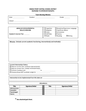 Response to Intervention Meeting Minutes
