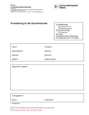 Anmeldung Sprechstunde