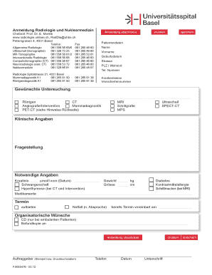 Anmeldung Radiologie und Nuklearmedizin