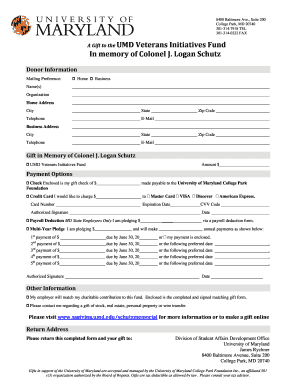 Donation Form for UMD Veterans Initiatives Fund
