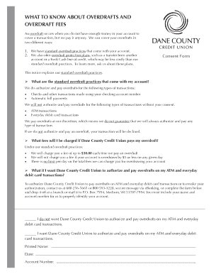 Dane County Credit Union Overdraft Consent Form