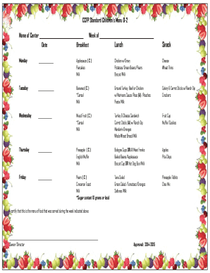 CCFP Standard Children's Menu D-2