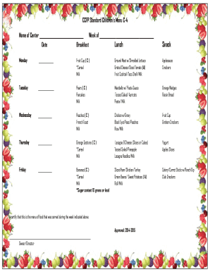 CCFP Standard Children's Menu C-4