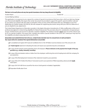 2016–2017 Dependent Special Conditions Application