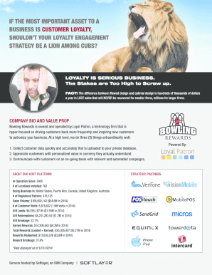 Bowling Rewards Loyalty Program Registration Form