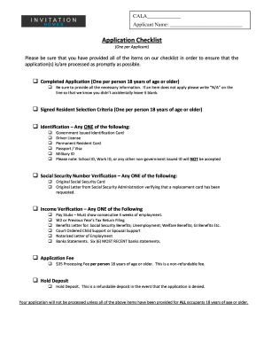 Rental Application Checklist