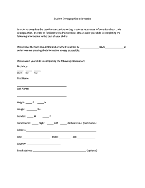 Student Demographics Information Form