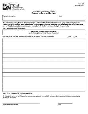 Fillable Online Form 2308 November 2014E InHome and Family Support ...