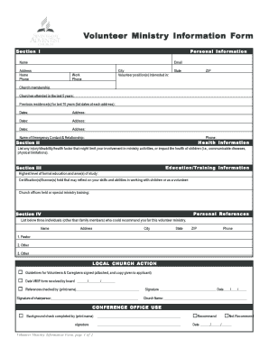 Volunteer Ministry Information Form