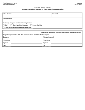 Texas Revocation of Designated Representative Form