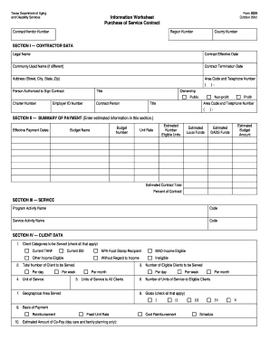 Texas Purchase of Service Contract