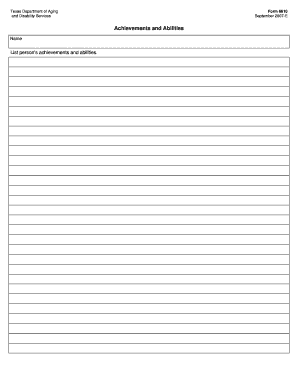 Texas Department of Aging Form 6610