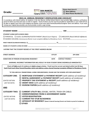 Annual Residency Verification Form