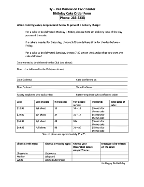 hy vee cake order form