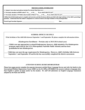 Student School Enrollment Form