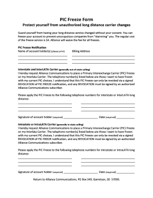 PIC Freeze Notification Form