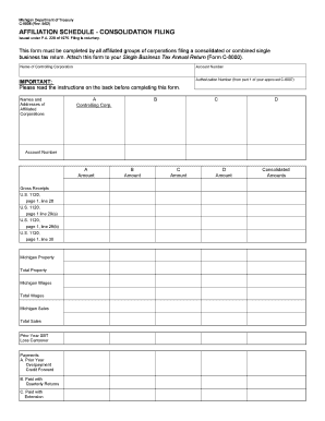 Michigan Affiliation Schedule Consolidation Filing