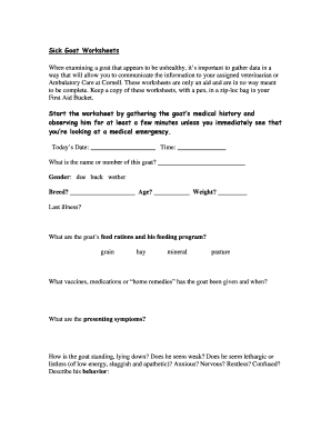 Sick Goat Worksheets
