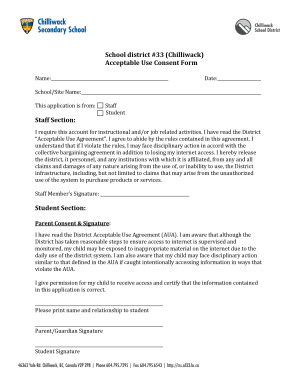 School District Acceptable Use Consent Form