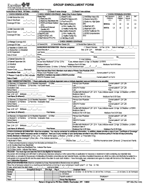 Group Enrollment Form for BlueCross BlueShield