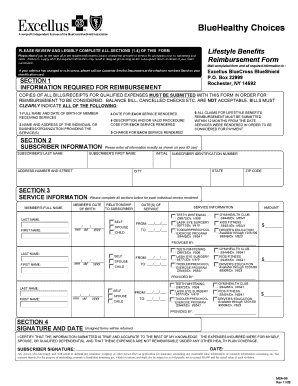 BlueCross BlueShield Lifestyle Benefits Reimbursement Form